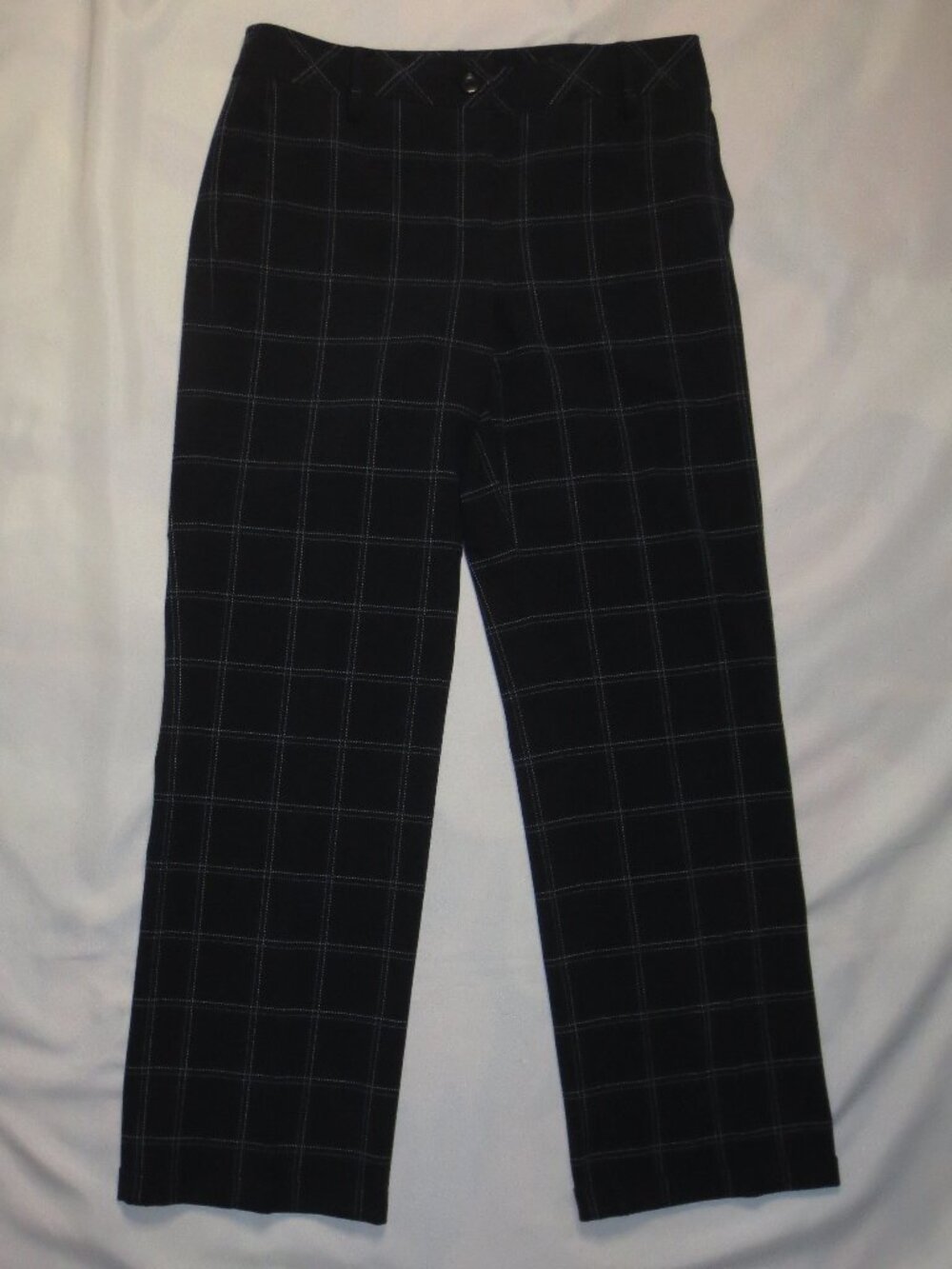 LOFT womens PANTS blue TROUSERS squares CAREER cuffed ANN TAYLOR SIZE 8